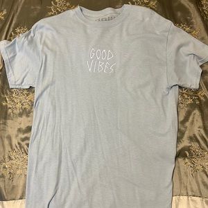 Letter Graphic Tee (Mens Medium, slightly used, light blue)